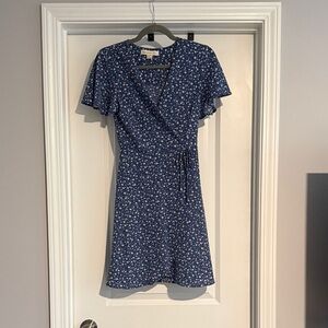 Floral Blue Wrap Dress